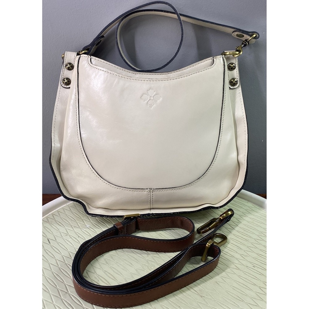 Patricia Nash Women Ivory Leather Crossbody Purse & Shoulder Bag EUC 9.5x11x3"